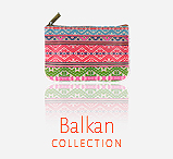 Mlavi Balkan collection wholesale fashion bags, wallets, wristlets, pouches, cardholders, luggage tags with balkan pattern prints to gift shop, clothing & fashion accessories boutique, book store, souvenir shops worldwide.
