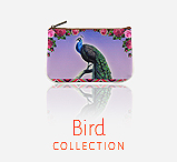 Mlavi Bird collection wholesale fashion bags, wallets, wristlets, pouches, cardholders, luggage tags with bird illustration prints to gift shop, clothing & fashion accessories boutique, book store, souvenir shops worldwide.