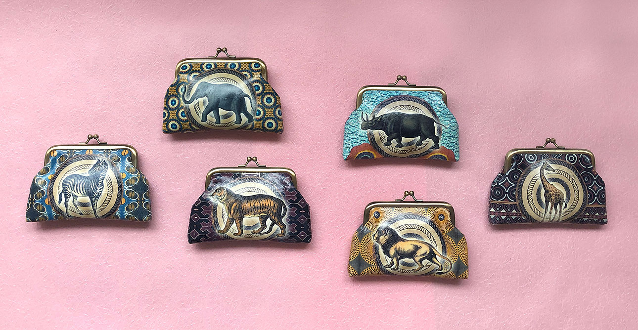 Mlavi Animal collection wholesale Mlavi original designs of animal themed kiss lock frame coin purses to gift shops, boutiques & book stores in Canada, USA and worldwide.