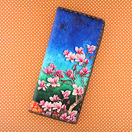 Mlavi Asia collection Magnolia liliiflora flower illustration print large flat wallet for wholesale and online shopping