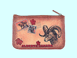 Mlavi Canada collection small pouches/coin purses with retro Alberta illustration prints for wholesale and online shopping