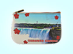 Mlavi Canada collection small pouches/coin purses with retro Toronto illustration prints for wholesale and online shopping