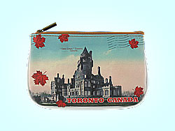 Mlavi Canada collection small pouches/coin purses with retro Toronto illustration prints for wholesale and online shopping