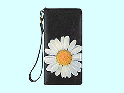 Mlavi Flower collection large wristlet around closure wallets with original, beautiful flower themed illustration prints for wholesale and online shopping