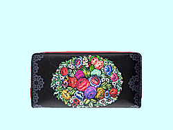 Mlavi Flower collection large zipper around closure wallets with original, beautiful flower themed illustration prints for wholesale and online shopping