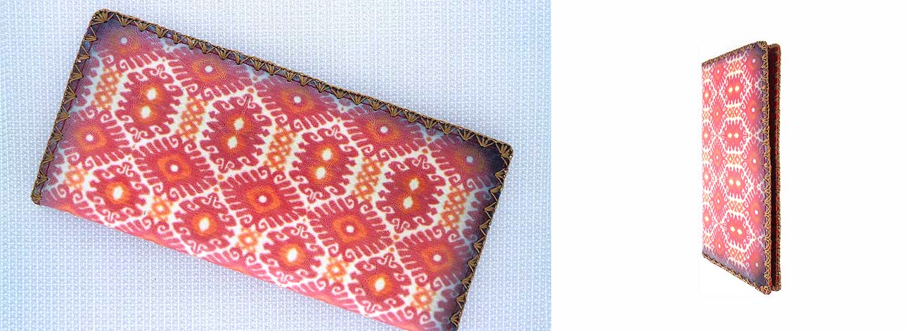 Mlavi Ikat collection best selling large flat wallet Ikat pattern print large flat wallet for wholesale & online shopping. Great good luck gift ideas.