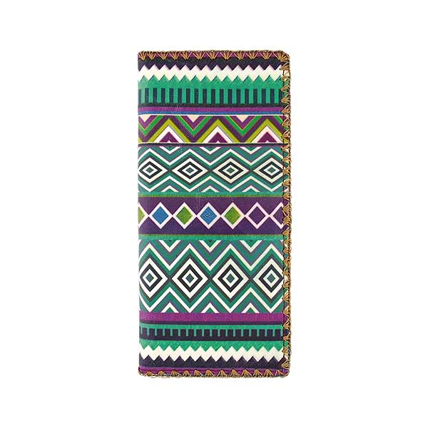 Mlavi Mexico collection unique and beautiful vegan large flat wallet with Mexican Aztec pattern inspired prints for wholesale and online shopping