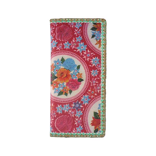 Mlavi Mexico collection unique and beautiful vegan large flat wallet with Mexican oilcloth pattern prints for wholesale and online shopping