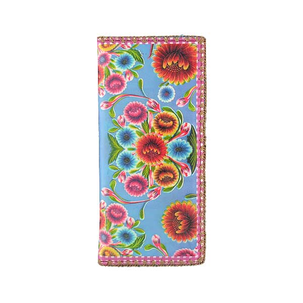 Mlavi Mexico collection unique and beautiful vegan large flat wallet with Mexican oilcloth pattern prints for wholesale and online shopping
