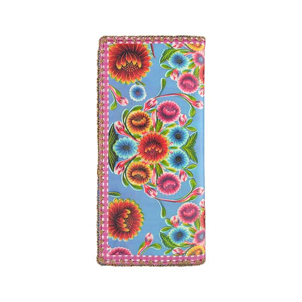 Mlavi Mexico collection unique and beautiful vegan large flat wallet with Mexican oilcloth pattern prints for wholesale and online shopping