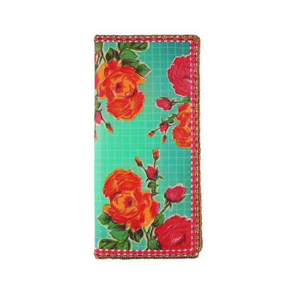 Mlavi Mexico collection unique and beautiful vegan large flat wallet with Mexican oilcloth pattern prints for wholesale and online shopping
