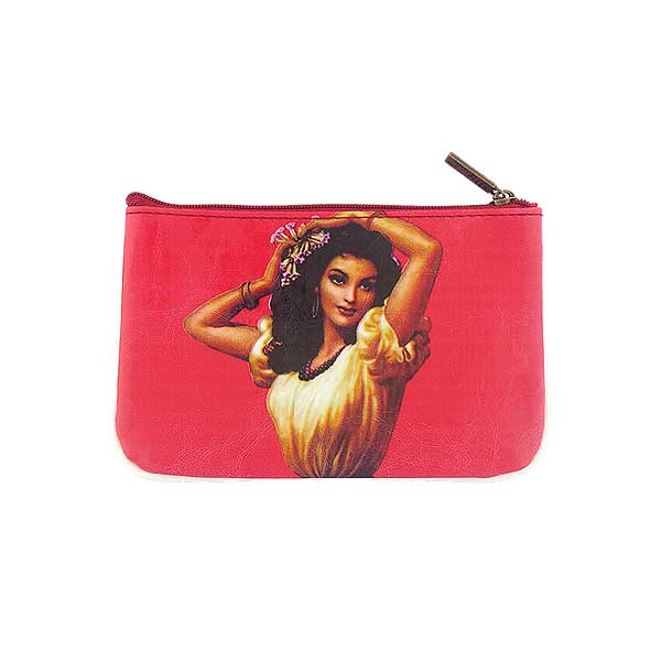 Mlavi Mexico collection unique and beautiful vegan small pouche/coin purse with retro style Mexcian pinup girl prints for wholesale and online shopping