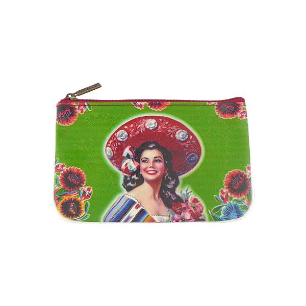 Mlavi Mexico collection unique and beautiful vegan small pouche/coin purse with retro style Mexcian pinup girl prints for wholesale and online shopping