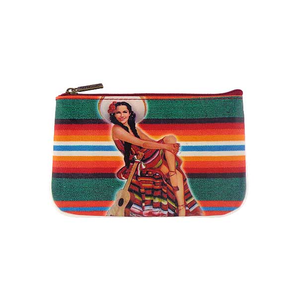 Mlavi Mexico collection unique and beautiful vegan small pouche/coin purse with retro style Mexcian pinup girl prints for wholesale and online shopping