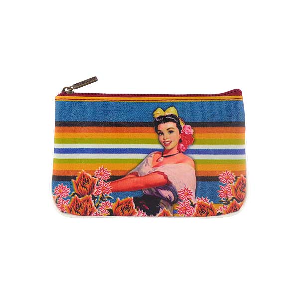 Mlavi Mexico collection unique and beautiful vegan small pouche/coin purse with retro style Mexcian pinup girl prints for wholesale and online shopping