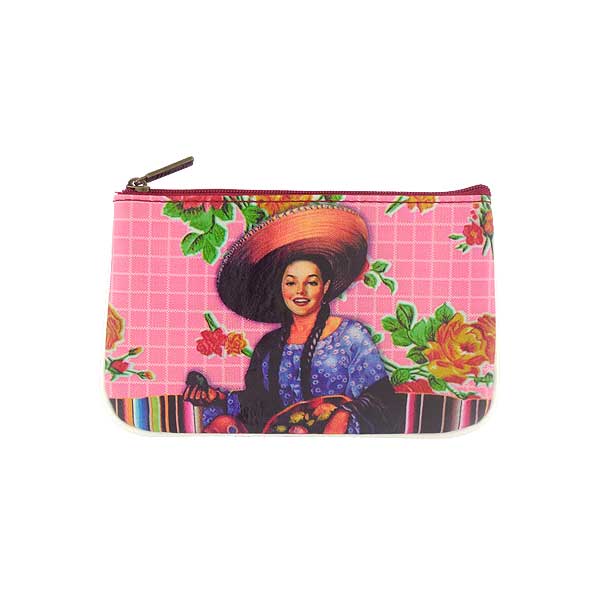 Mlavi Mexico collection unique and beautiful vegan small pouche/coin purse with retro style Mexcian pinup girl prints for wholesale and online shopping