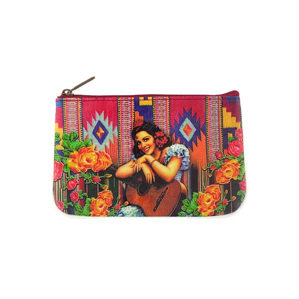 Mlavi Mexico collection unique and beautiful vegan small pouche/coin purse with retro style Mexcian pinup girl prints for wholesale and online shopping