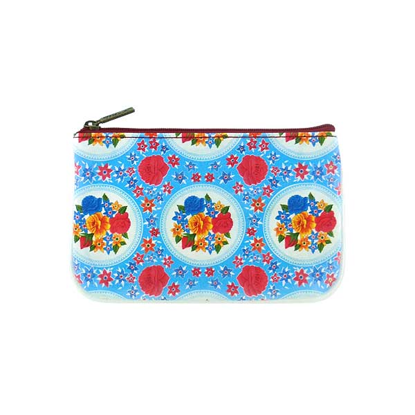 Mlavi Mexico collection unique and beautiful vegan small pouche/coin purse with Mexcian oilcloth style flower pattern prints for wholesale and online shopping