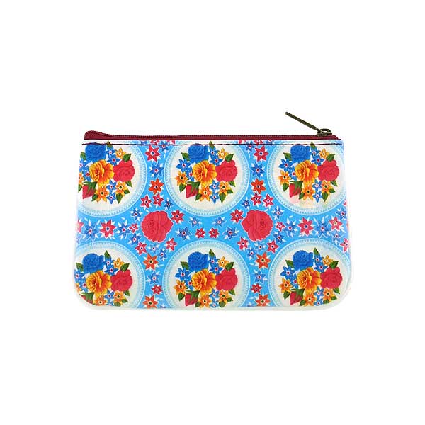 Mlavi Mexico collection unique and beautiful vegan small pouche/coin purse with Mexcian oilcloth style flower pattern prints for wholesale and online shopping