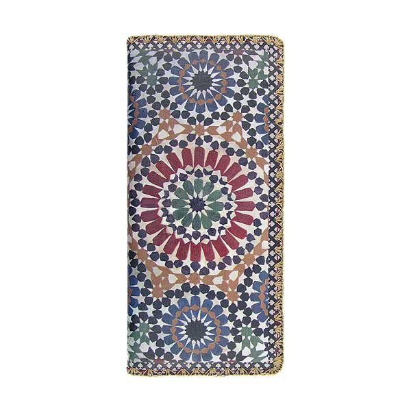 Mlavi Morocco collection unique and beautiful vegan large flat wallet with Moroccan art and craft inspired prints for wholesale and online shopping