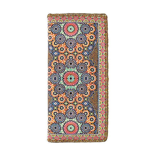 Mlavi Morocco collection unique and beautiful vegan large flat wallet with Moroccan art and craft inspired prints for wholesale and online shopping