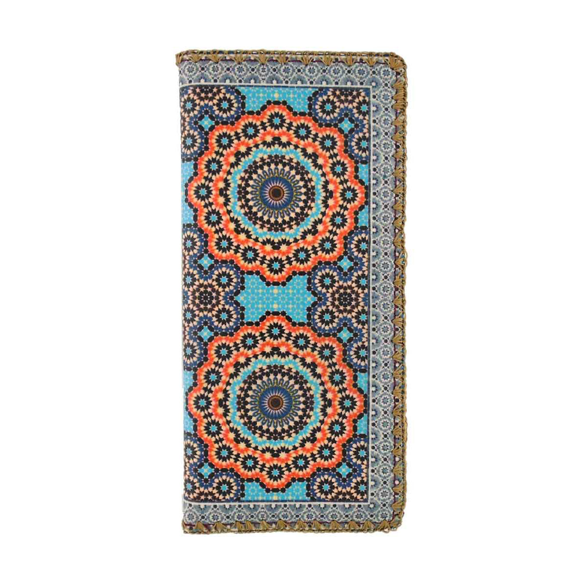 Mlavi Morocco collection unique and beautiful vegan large flat wallet with Moroccan art and craft inspired prints for wholesale and online shopping