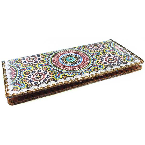Mlavi Morocco collection unique and beautiful vegan large flat wallet with Moroccan pattern inspired prints for wholesale and online shopping