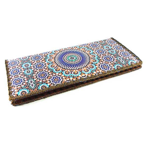 Mlavi Morocco collection unique and beautiful vegan large flat wallet with Moroccan pattern inspired prints for wholesale and online shopping