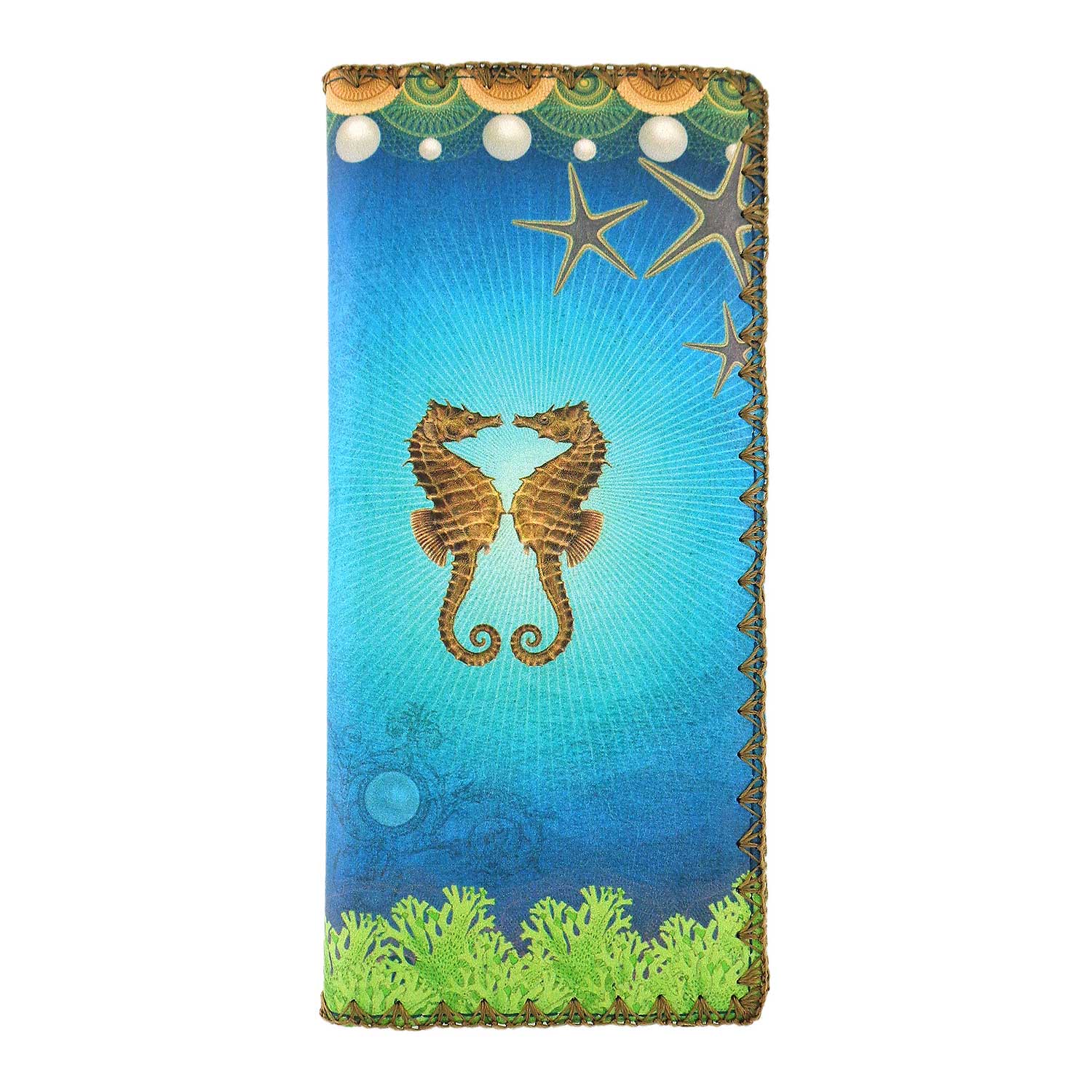 Mlavi Ocean collection unique and beautiful vegan large flat wallet with vintage style octopus print for wholesale and online shopping