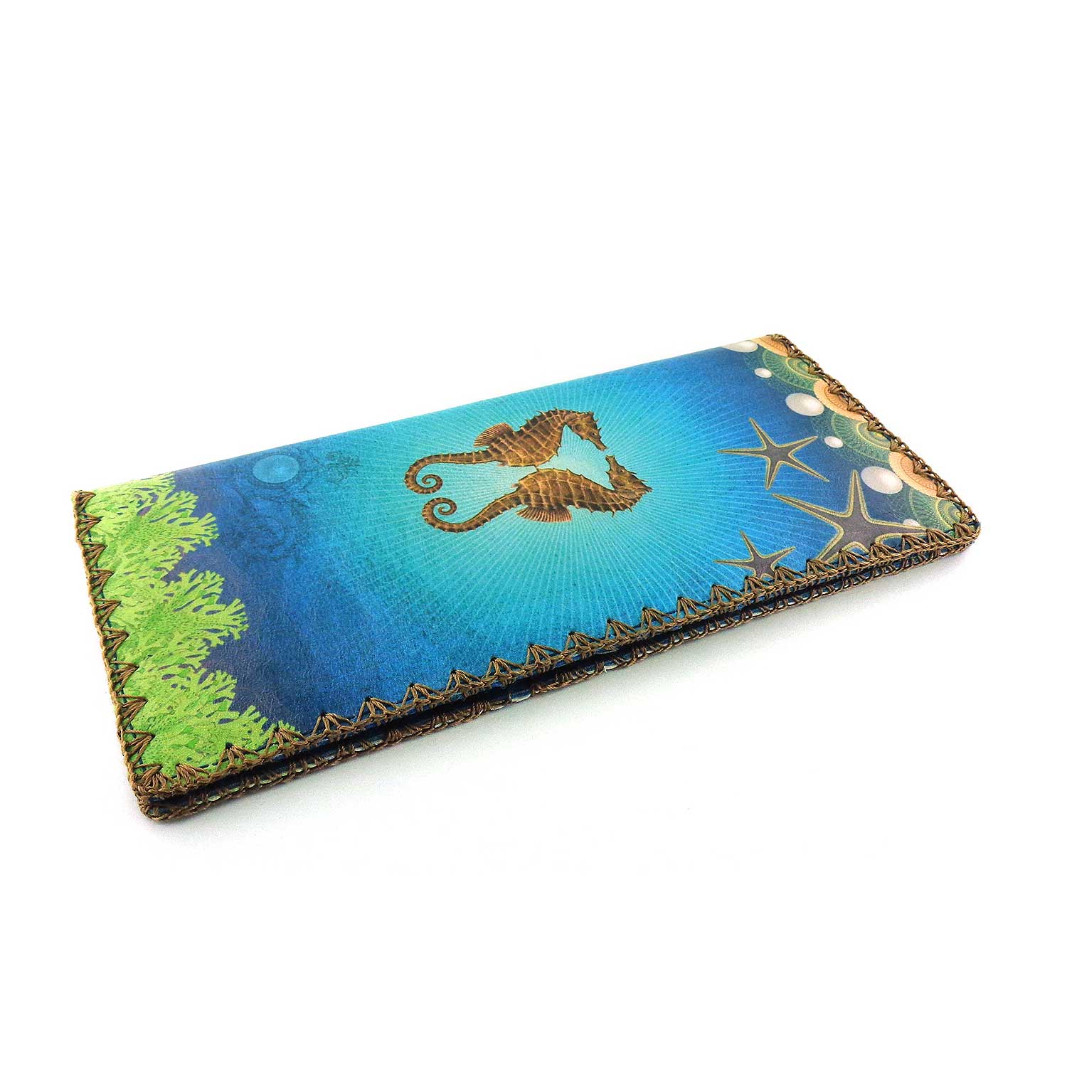 Mlavi Ocean collection unique and beautiful vegan large flat wallet with vintage style octopus print for wholesale and online shopping