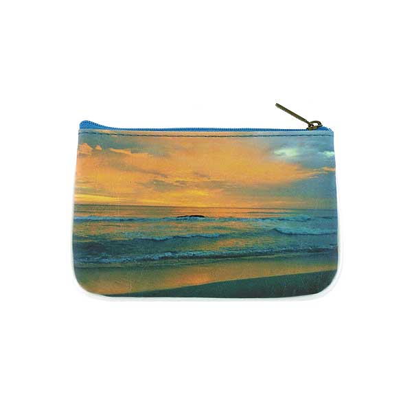 Mlavi ocean collection unique and beautiful vegan small pouche/coin purse with coastal, beach & nautical themed prints for wholesale and online shopping