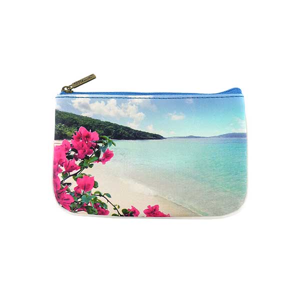 Mlavi ocean collection unique and beautiful vegan small pouche/coin purse with coastal, beach & nautical themed prints for wholesale and online shopping