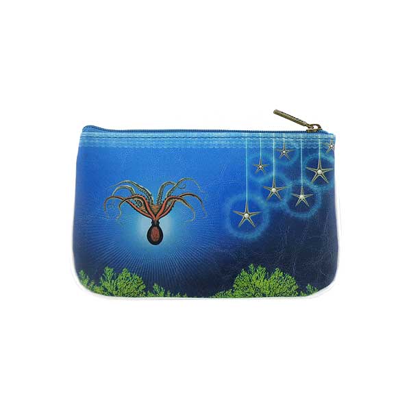 Mlavi ocean collection unique and beautiful vegan small pouche/coin purse with retro style pinup style mermaid prints for wholesale and online shopping