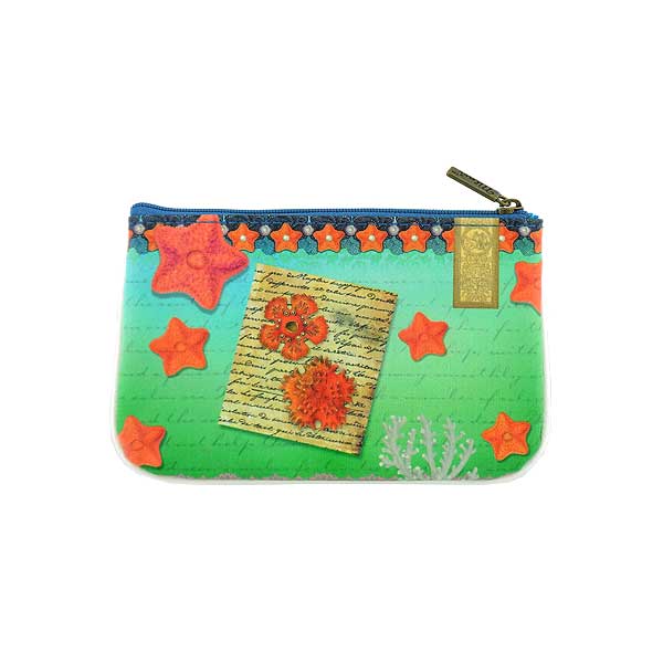 Mlavi ocean collection unique and beautiful vegan small pouche/coin purse with retro style pinup style mermaid prints for wholesale and online shopping