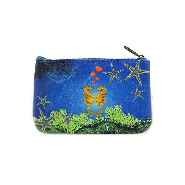Mlavi ocean collection unique and beautiful vegan small pouche/coin purse with retro style pinup style mermaid prints for wholesale and online shopping