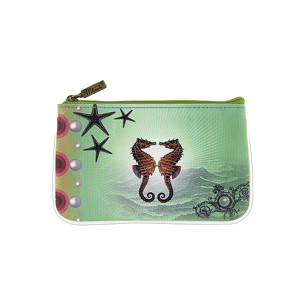 Mlavi ocean collection unique and beautiful vegan small pouche/coin purse with coastal, beach & nautical themed prints for wholesale and online shopping