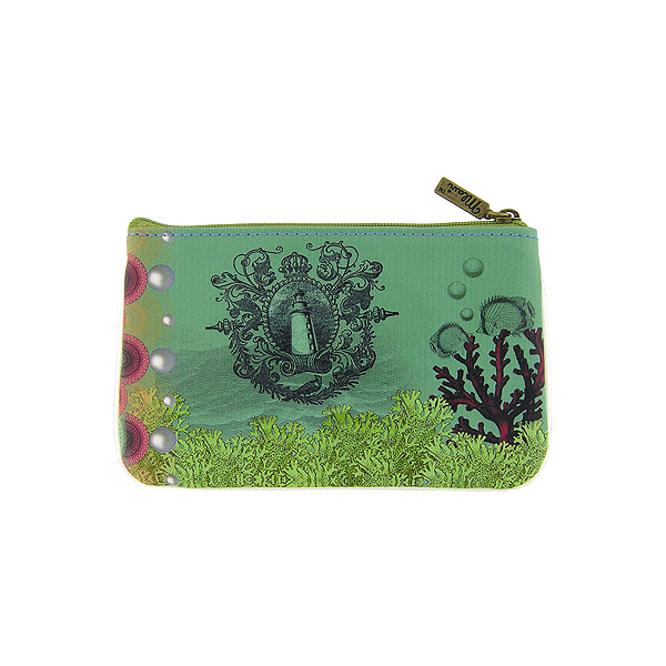 Mlavi ocean collection unique and beautiful vegan small pouche/coin purse with coastal, beach & nautical themed prints for wholesale and online shopping