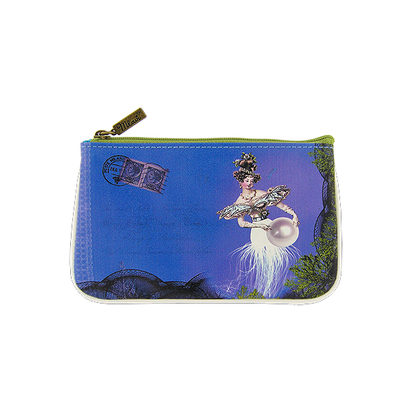 Mlavi ocean collection unique and beautiful vegan small pouche/coin purse with coastal, beach & nautical themed prints for wholesale and online shopping