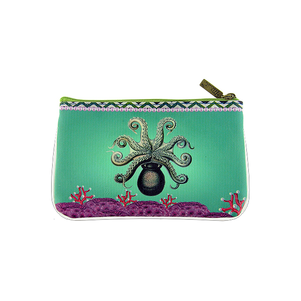 Mlavi ocean collection unique and beautiful vegan small pouche/coin purse with coastal, beach & nautical themed prints for wholesale and online shopping