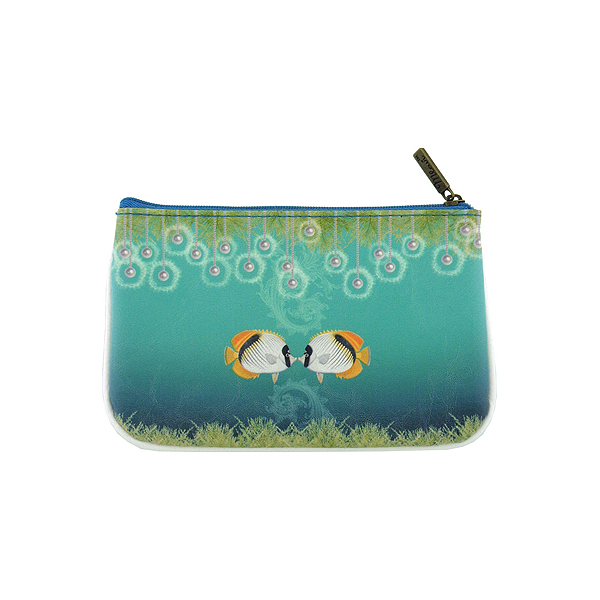 Mlavi ocean collection unique and beautiful vegan small pouche/coin purse with coastal, beach & nautical themed prints for wholesale and online shopping