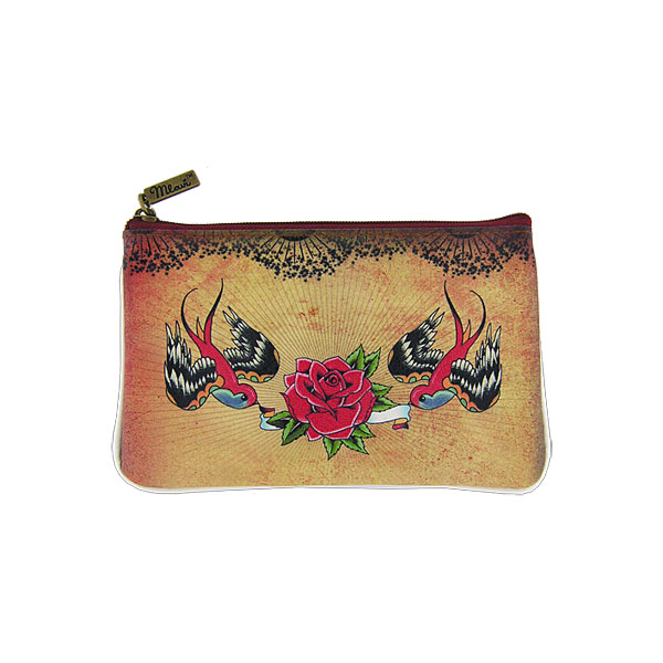 Mlavi Tattoo collection unique and beautiful vegan small pouche/coin purse with tattoo art and craft inspired prints for wholesale and online shopping
