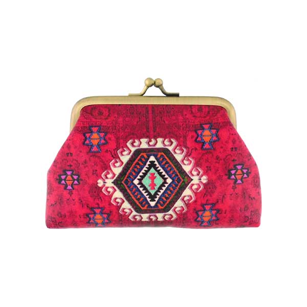 Mlavi Turkey collection unique and beautiful vegan vintage / retro style kiss lock frame coin purse with Turkish textile pattern prints for wholesale and online shopping
