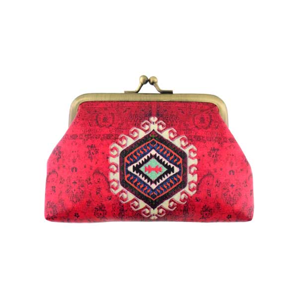 Mlavi Turkey collection unique and beautiful vegan vintage / retro style kiss lock frame coin purse with Turkish textile pattern prints for wholesale and online shopping