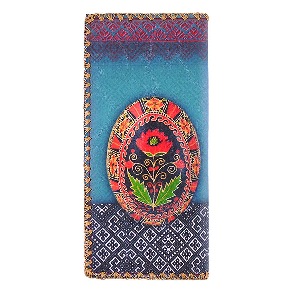Mlavi Ukraine collection unique and beautiful vegan large flat wallet with Ukrainian art and craft inspired prints for wholesale and online shopping