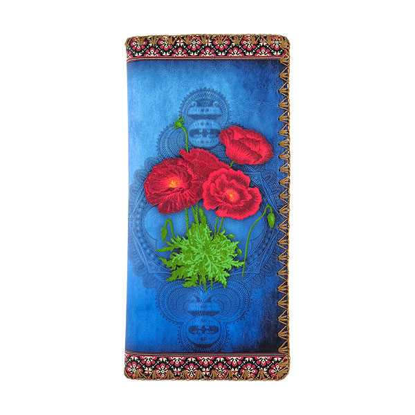 Mlavi Ukraine collection unique and beautiful vegan large flat wallet with Ukrainian art and craft inspired prints for wholesale and online shopping