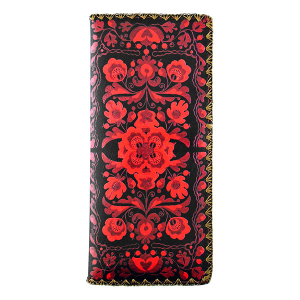 Mlavi Ukraine collection unique and beautiful vegan large flat wallet with Ukrainian art and craft inspired prints for wholesale and online shopping