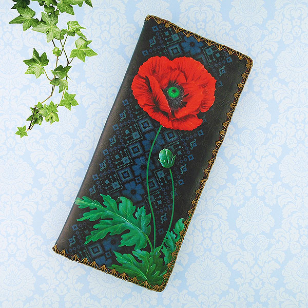 Mlavi Ukraine collection unique and beautiful vegan large flat wallet with Ukrainian art and craft inspired prints for wholesale and online shopping
