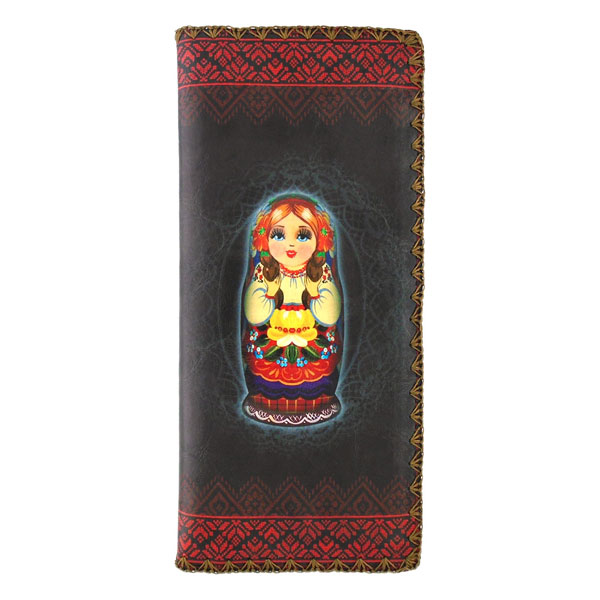 Mlavi Ukraine collection unique and beautiful vegan large flat wallet with Ukrainian art and craft inspired prints for wholesale and online shopping