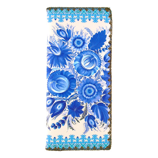 Mlavi Ukraine collection unique and beautiful vegan large flat wallet with Ukrainian art and craft inspired prints for wholesale and online shopping