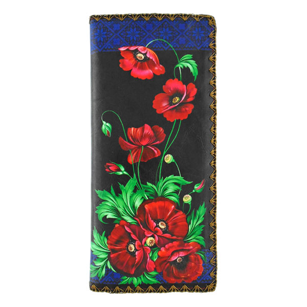 Mlavi Ukraine collection unique and beautiful vegan large flat wallet with Ukrainian art and craft inspired prints for wholesale and online shopping